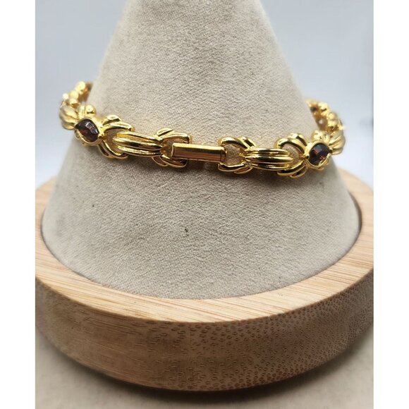 Vintage Joan Rivers Bracelet, Brown Crystal Gold Tone - Picture 7 of 7